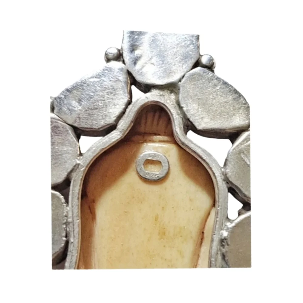 Large Carved Buddha Pendant 925 Silver with Genuine Turquoise & Tiger Eye RARE!!